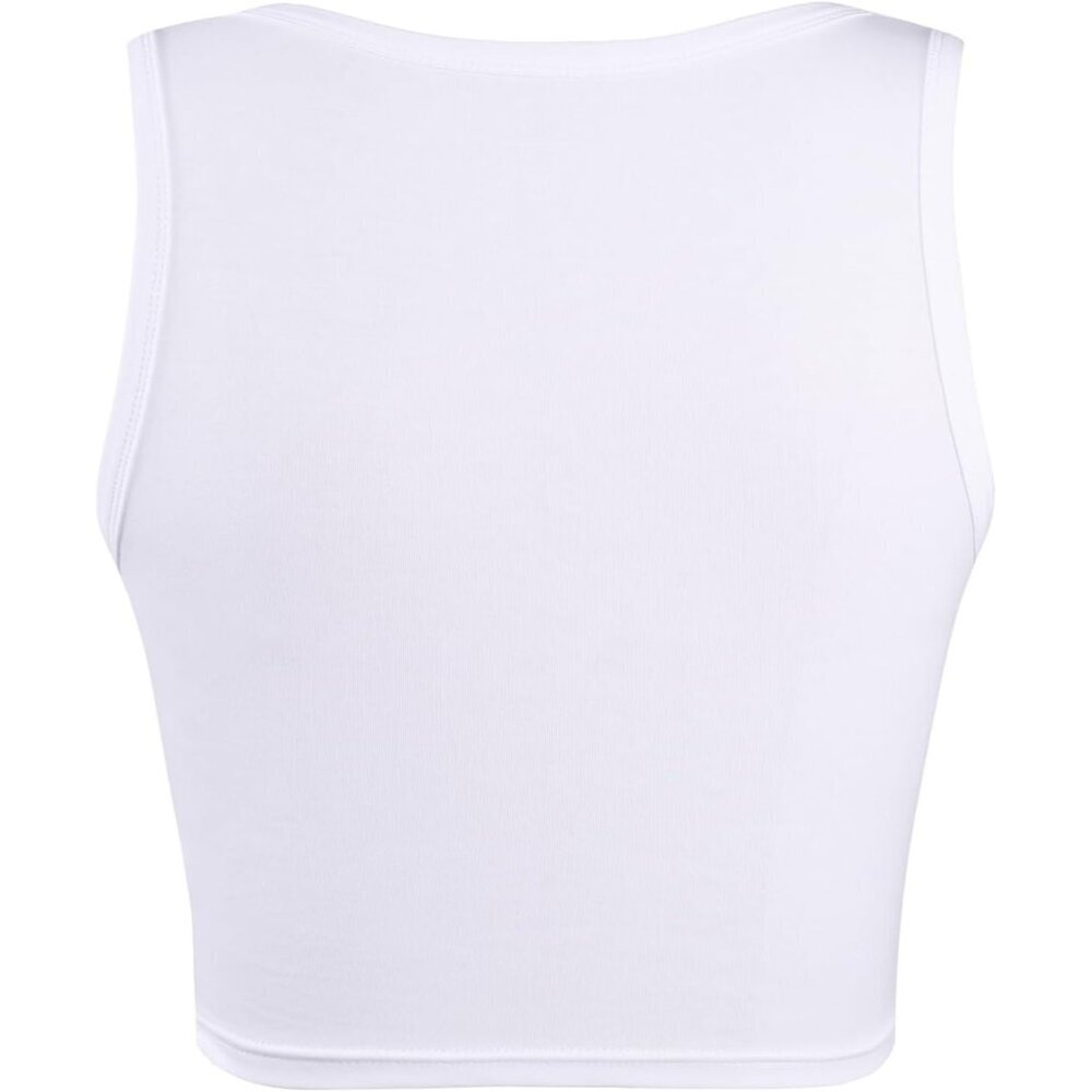 Women Crop Tank Top Cotton V Neck Graphic Sleeveless Summer Slim Fit - Picture 5 of 6